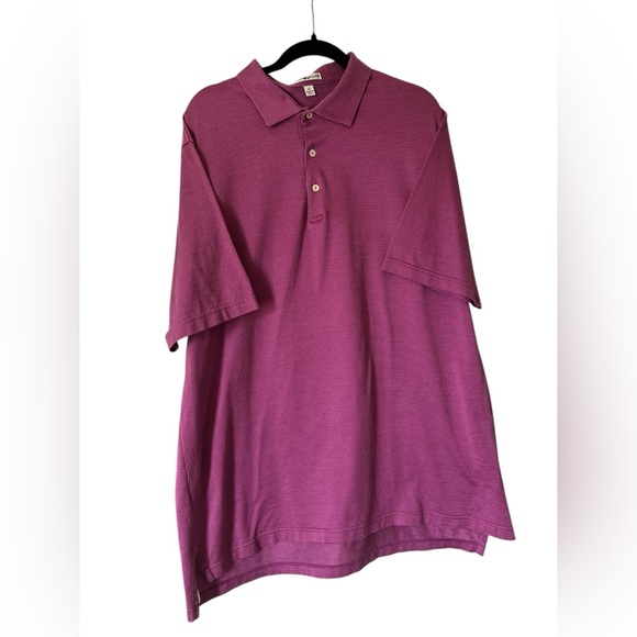 Peter Millar Mauve Micro Dot Cotton Polo Shirt XL Made in Korea - Picture 2 of 5